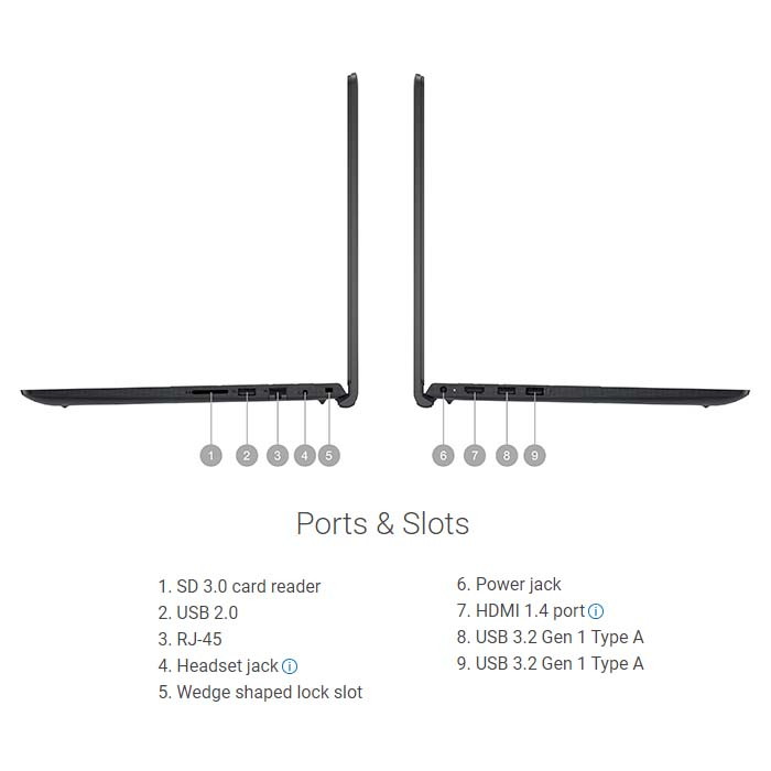 ⁦Laptop Dell Vostro 3520 Intel Core i3-1215U Processor, 8GB Ram, 512GB SSD M.2, Intel UHD Graphics, 15.6 Inch Full HD Display 1920x1080, Free Dos - Carbon Black⁩ - الصورة ⁦4⁩