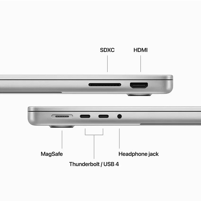 Laptop Apple MacBook Pro 14-inch M4 Pro chip 14‑core CPU, 24GB Ram, 1TB SSD, 20‑core GPU, MacOS Sequoia - Silver - الصورة 3