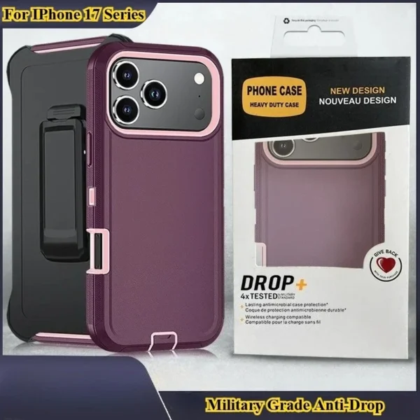 Heavy Mechanical 3IN1 Ott-Box Rugged Case For IPhone 17 Air 16 15 14 Plus 13 12 Pro Max Enhanced Shockproof Buffer Protect Cover