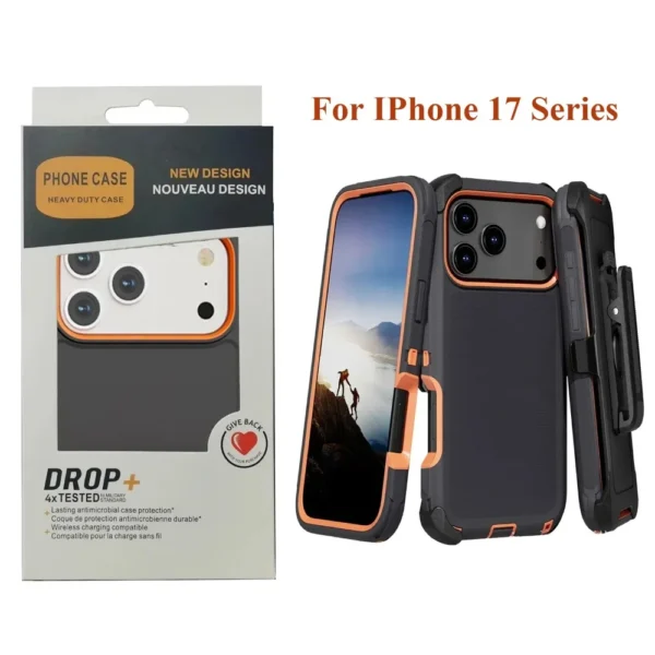 3IN1 Heavy Duty Shockproof Defender Case for IPhone 17 Pro Max Air 16 E 15 14 13 12 11 Rugged Ott-box Protect Cover with Clip